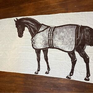 Thomaspaul Equestrian Horse Print 100% Wool Textile Scarf / Wall Hanging